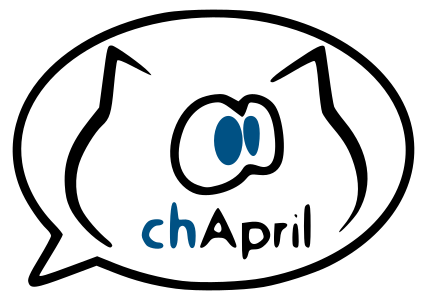 logo du Chapril qui comporte le logo de l'April, précédé par ch avec une tête de chat autour